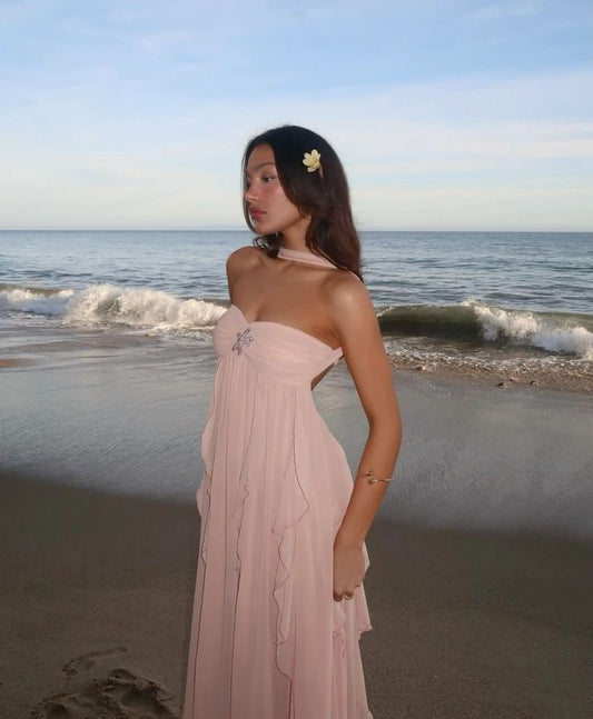 VELMORA BABYSHOWER| Ruffle Strapless Maxi Dress