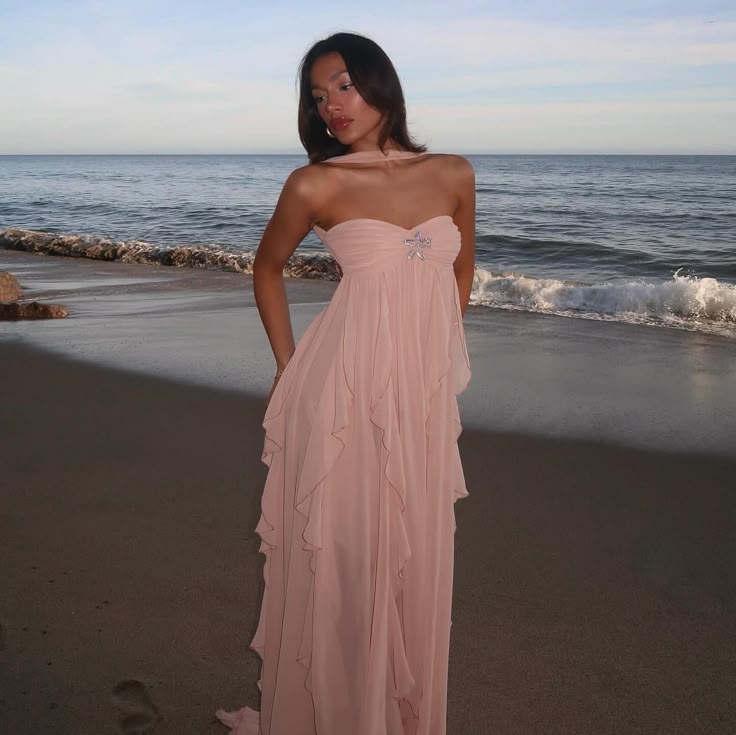 VELMORA BABYSHOWER| Ruffle Strapless Maxi Dress