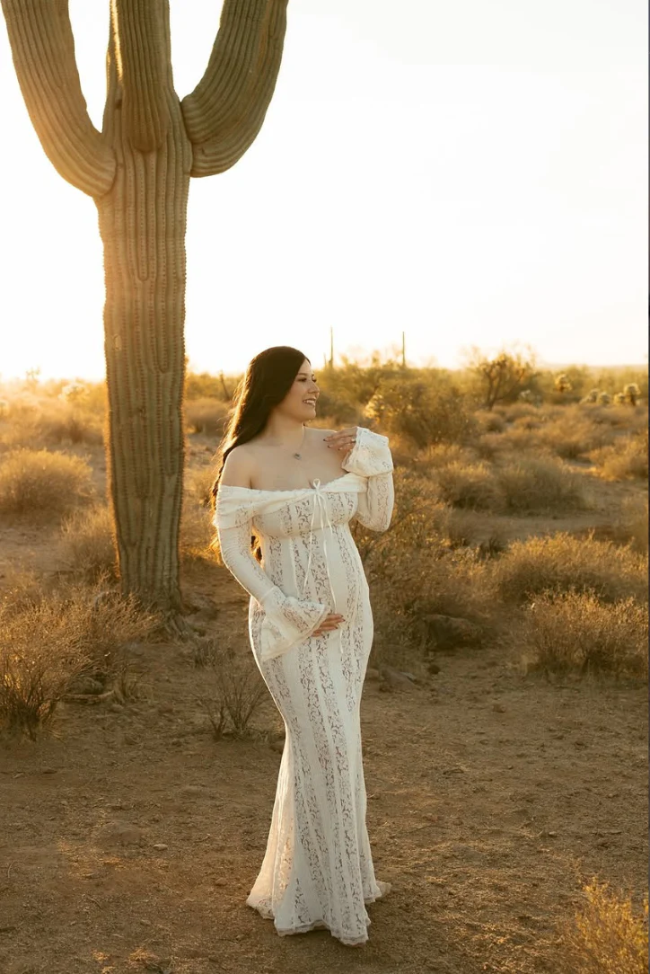 VELMORA BABYSHOWER | Maternity Lace Maxi Dress