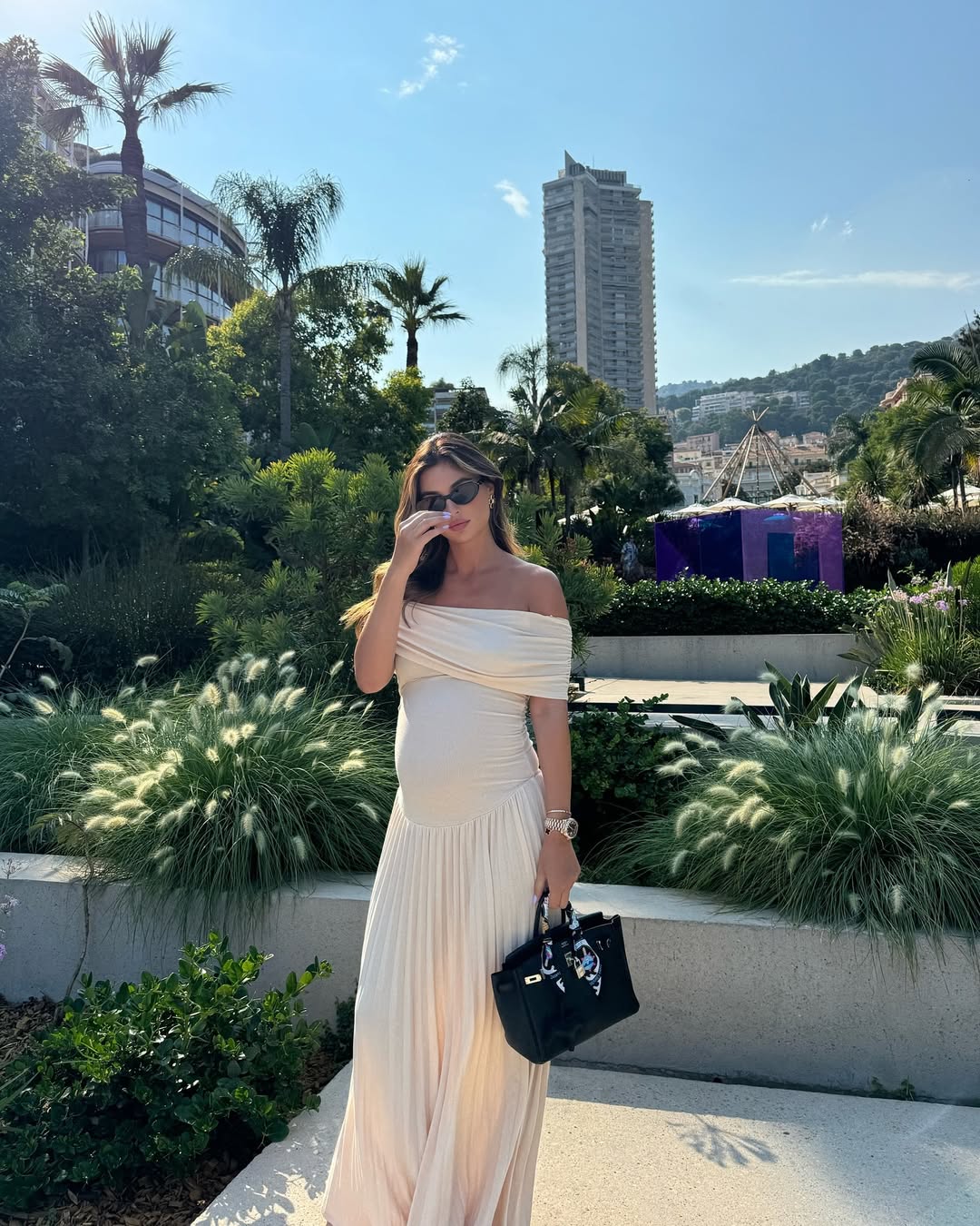 VELMORA BABYSHOWER | Maternity Off Shoulder Pleated Maxi Dress