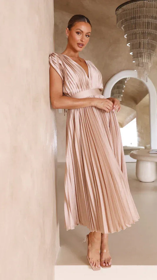 VELMORA BABYSHOWER | Deep V-Neck Maxi Dress