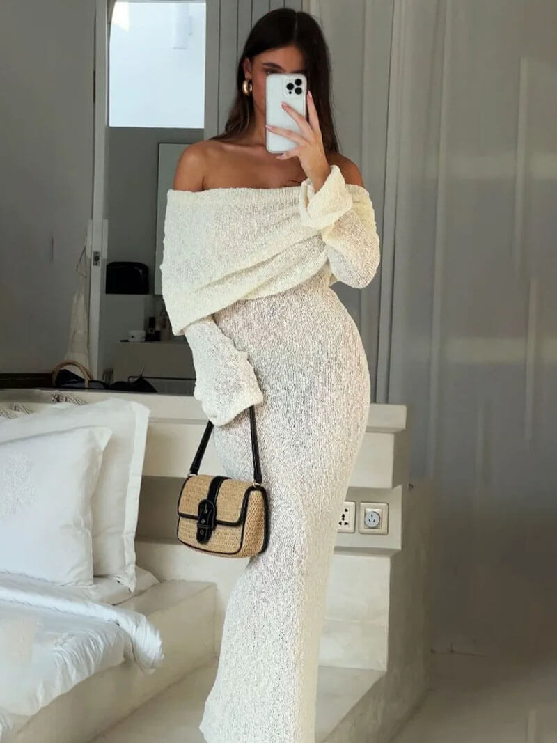 VELMORA BABYSHOWER | Maternity Elegant Off Shoulder Maxi Dress