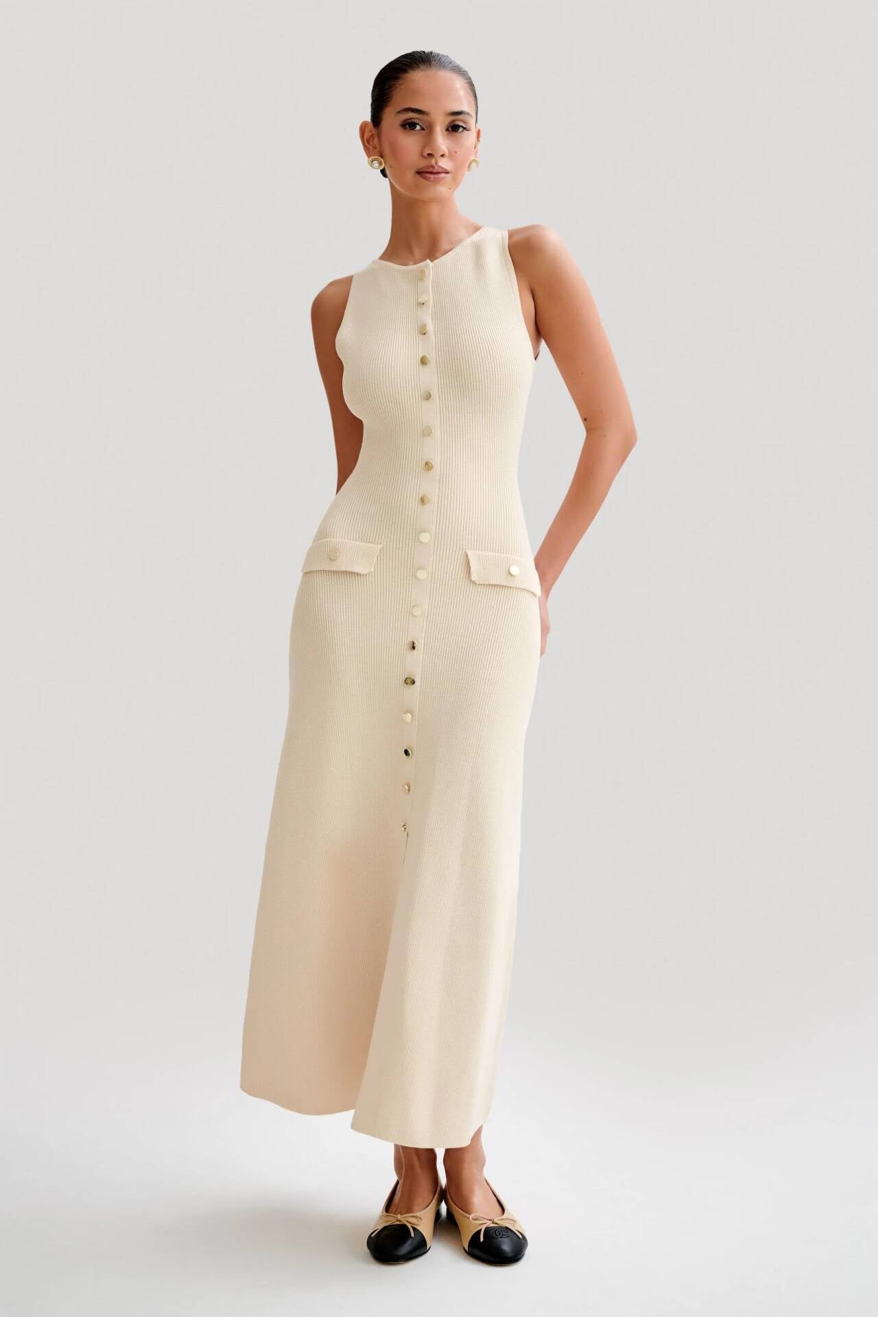 VELMORA BABYSHOWER | Knit Sleeveless Maxi Dress