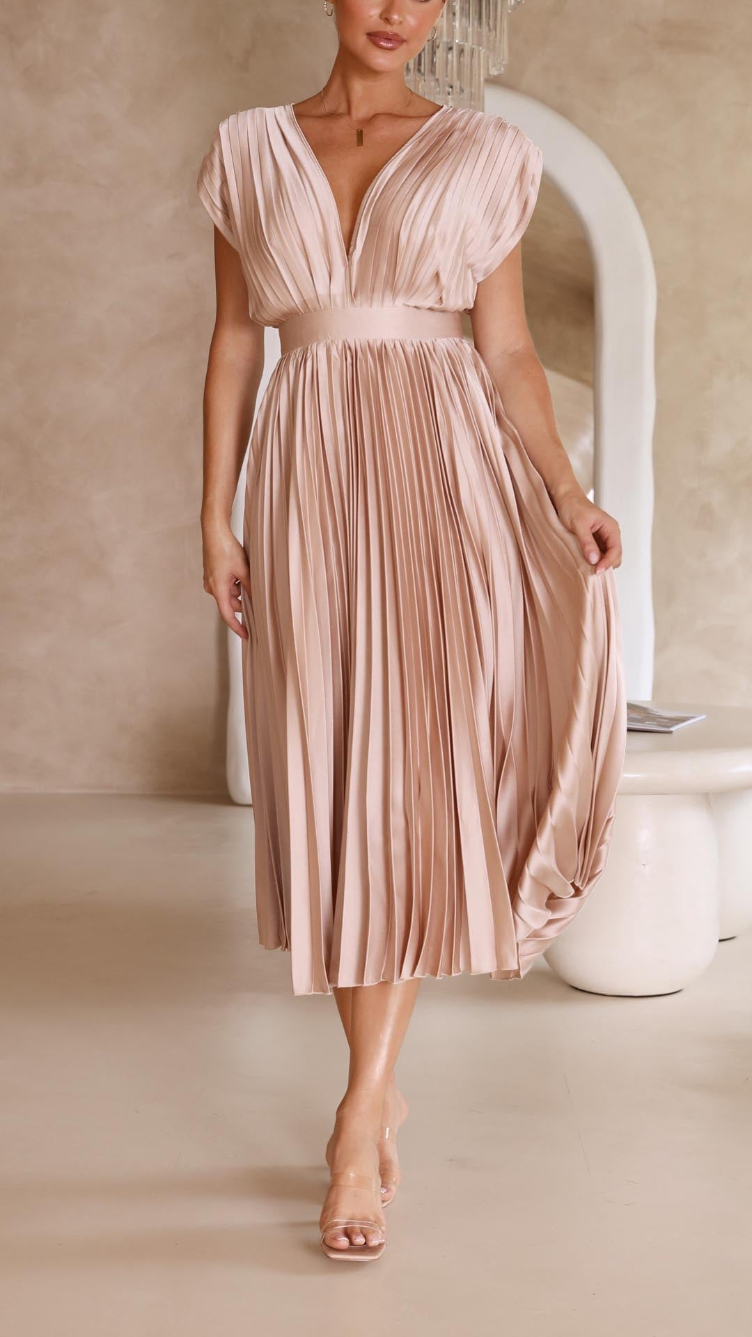 VELMORA BABYSHOWER | Deep V-Neck Maxi Dress
