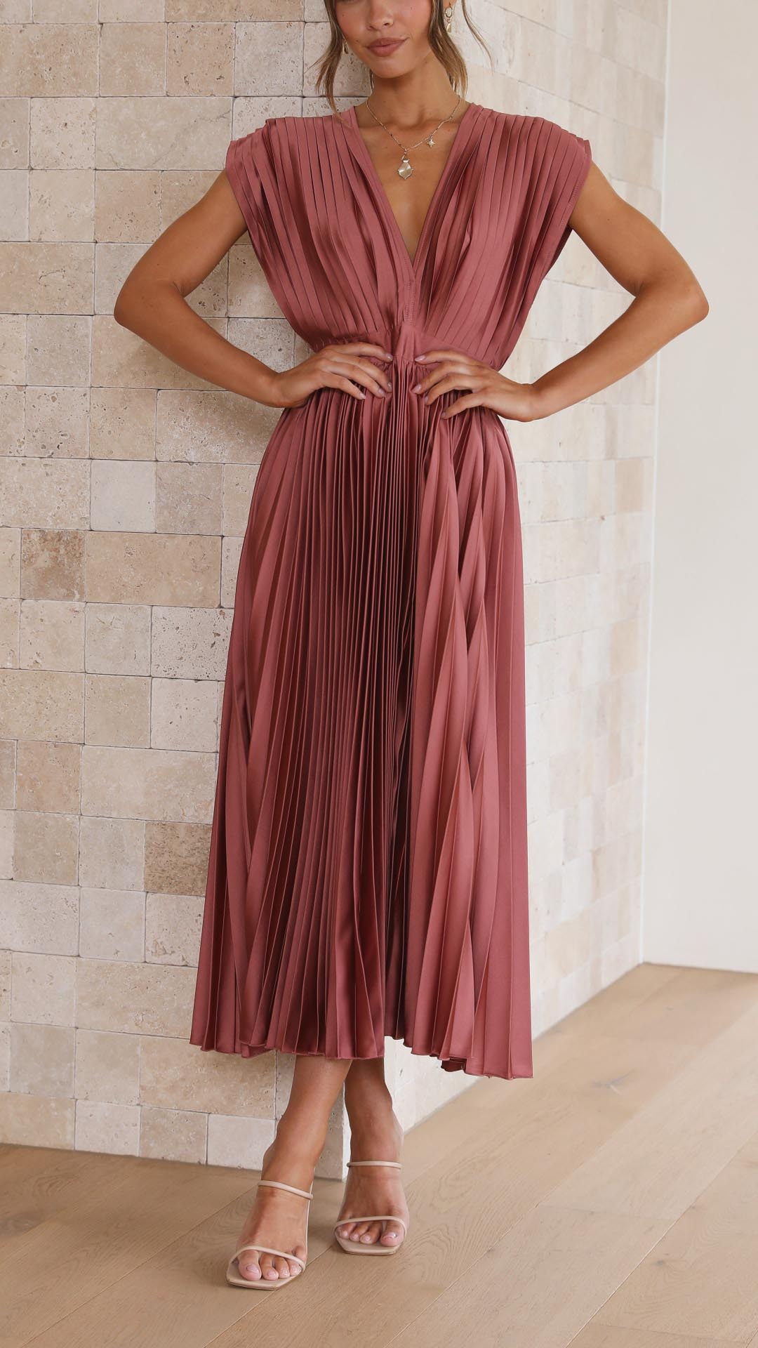 VELMORA BABYSHOWER | Deep V-Neck Maxi Dress