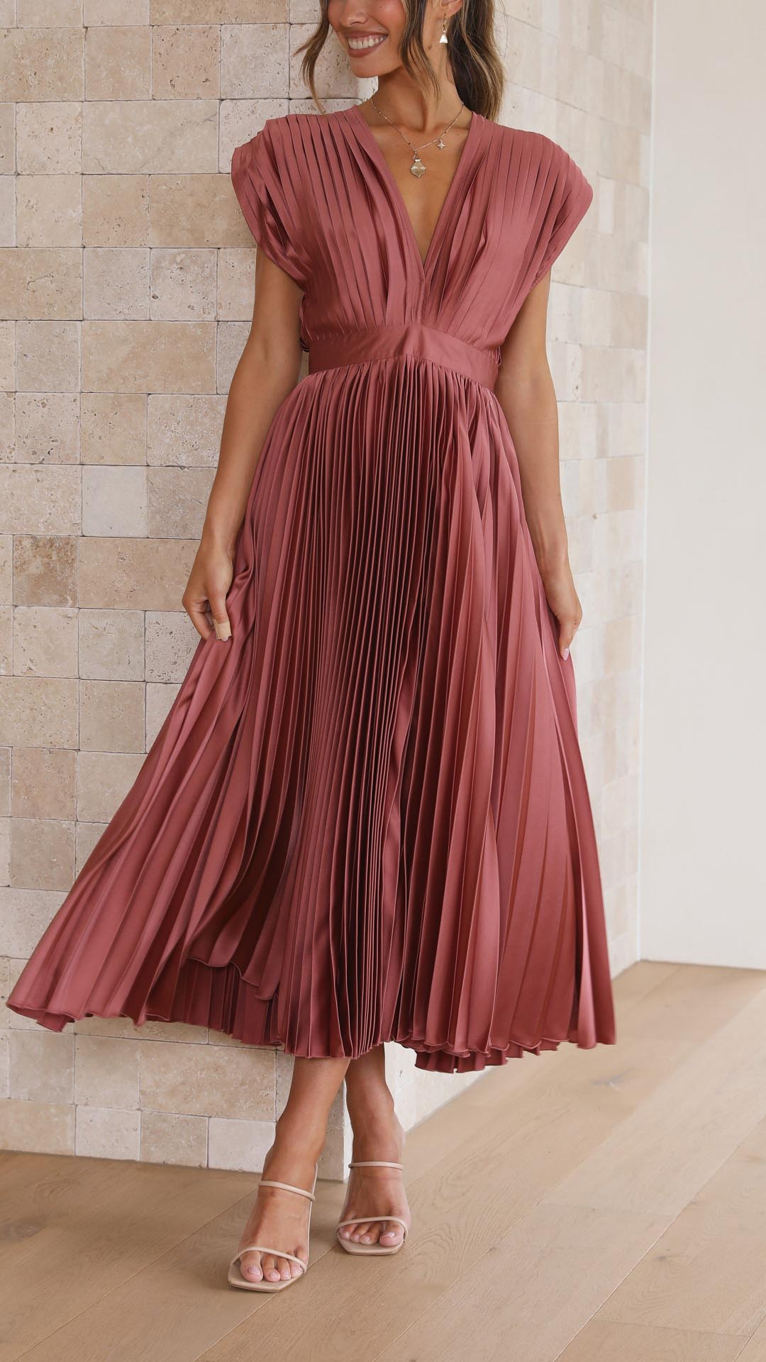 VELMORA BABYSHOWER | Deep V-Neck Maxi Dress