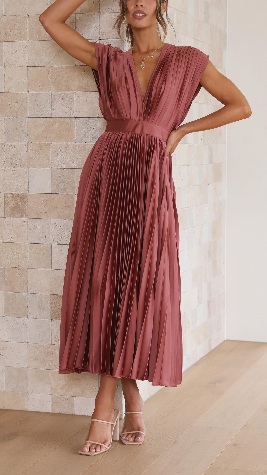 VELMORA BABYSHOWER | Deep V-Neck Maxi Dress
