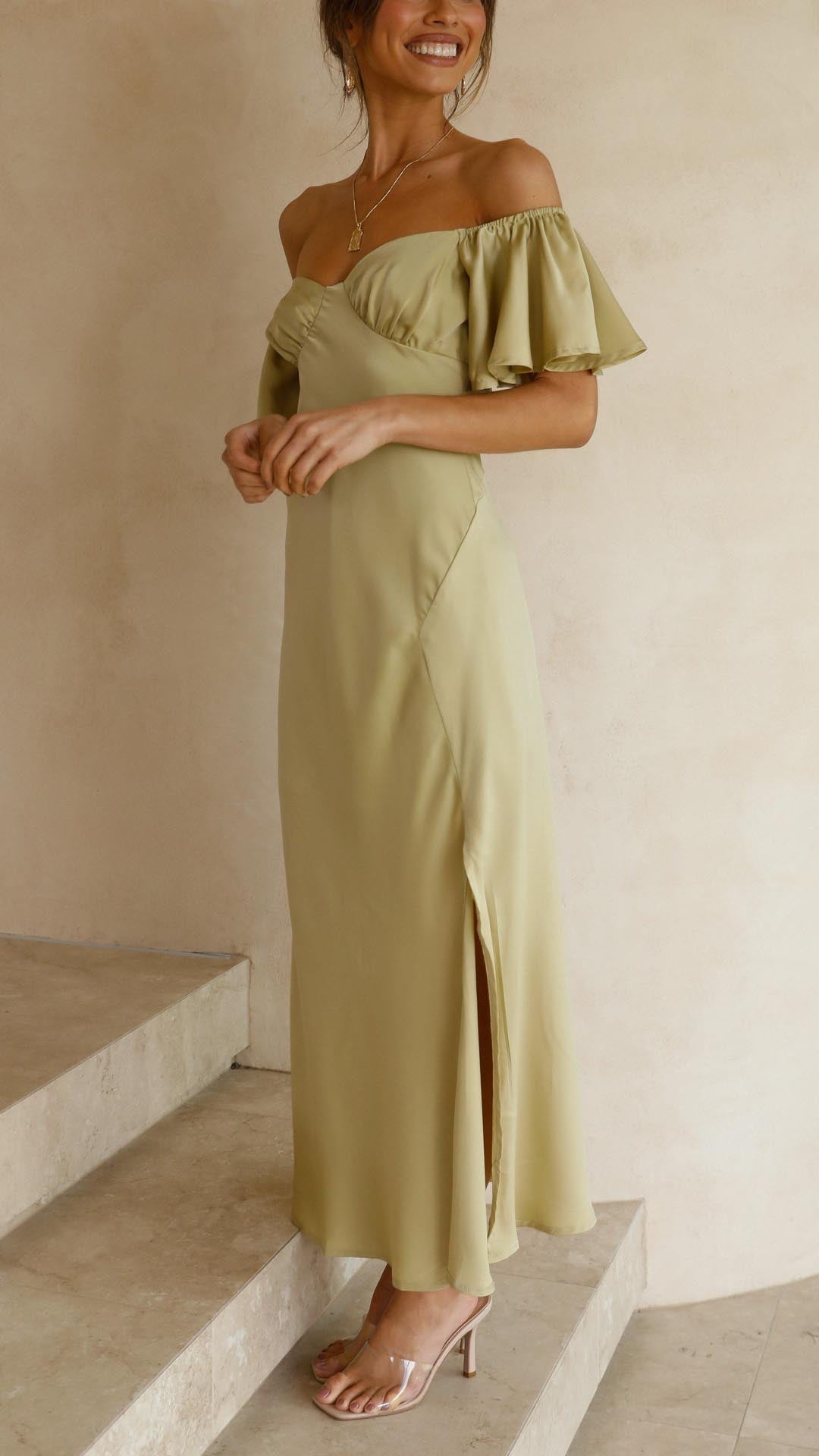 VELMORA BABYSHOWER | Butterfly Sleeve Off-Shoulder Maxi Dress