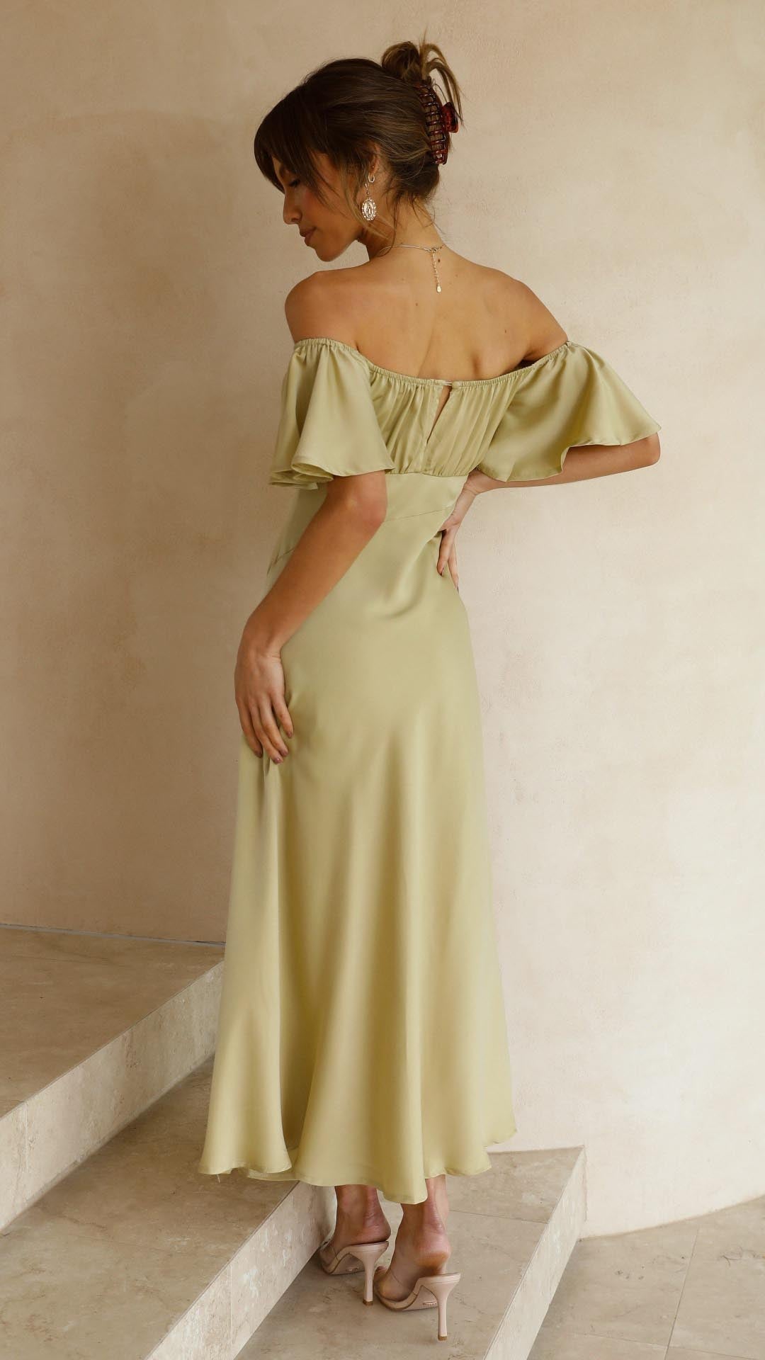 VELMORA BABYSHOWER | Butterfly Sleeve Off-Shoulder Maxi Dress