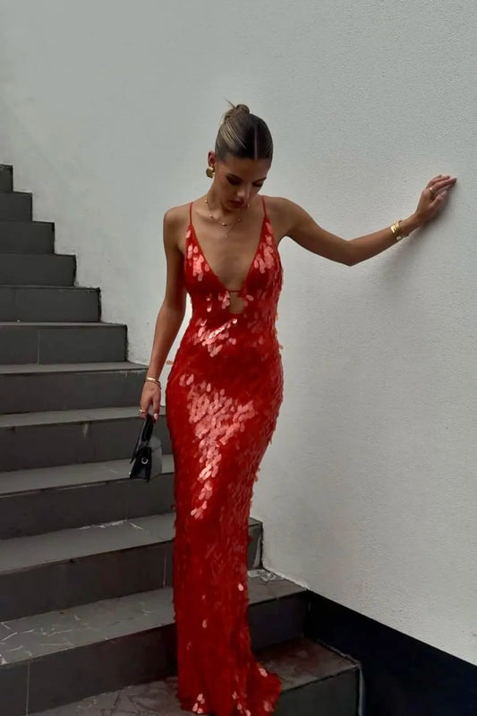 VELMORA IBIZA  | Sequin Maxi Long Dress