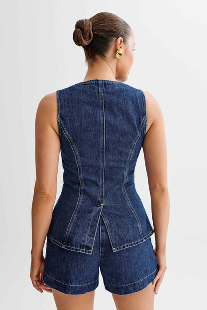 VELMORA | DENIM BUTTON UP SET