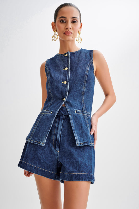 VELMORA | DENIM BUTTON UP SET