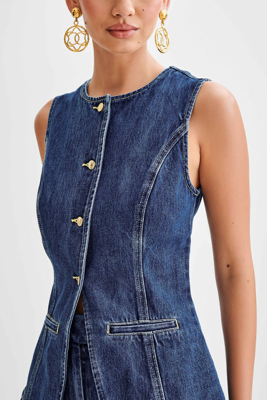 VELMORA | DENIM BUTTON UP SET
