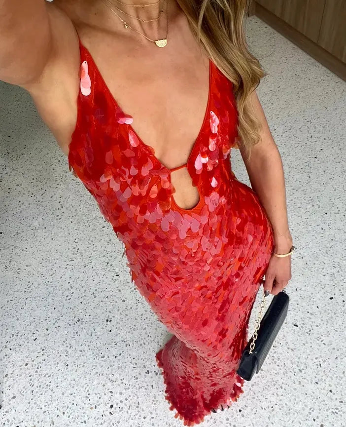 VELMORA IBIZA  | Sequin Maxi Long Dress