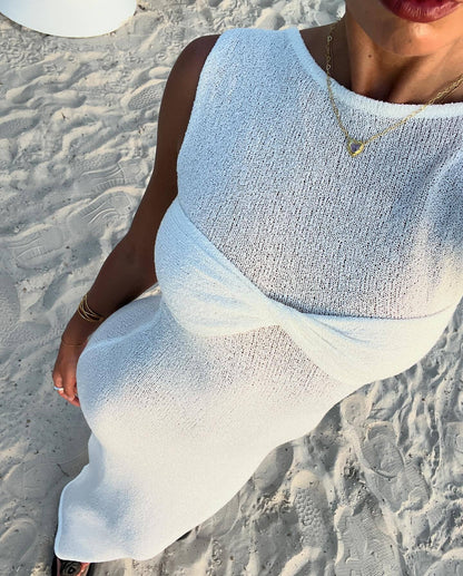 VELMORA BABYSHOWER | Round Neck Knitted Maxi Dress