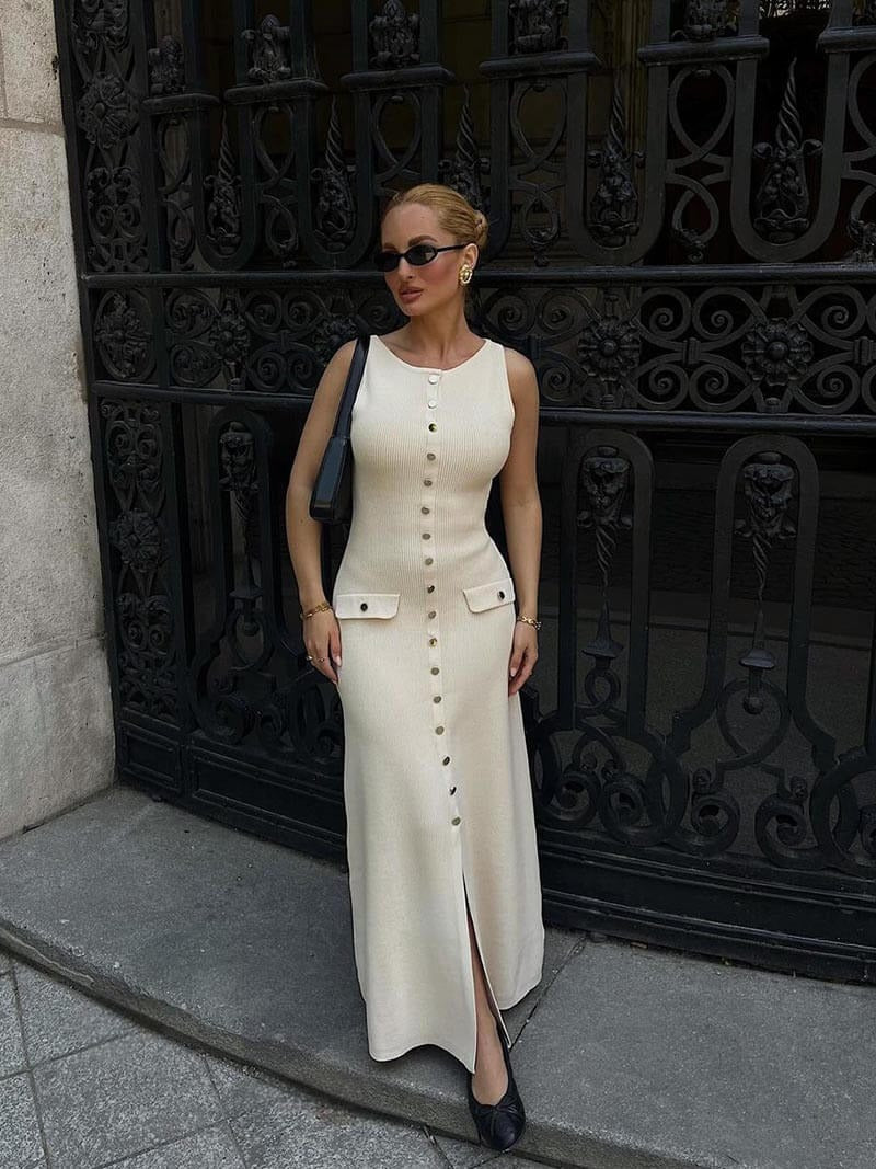 VELMORA BABYSHOWER | Knit Sleeveless Maxi Dress