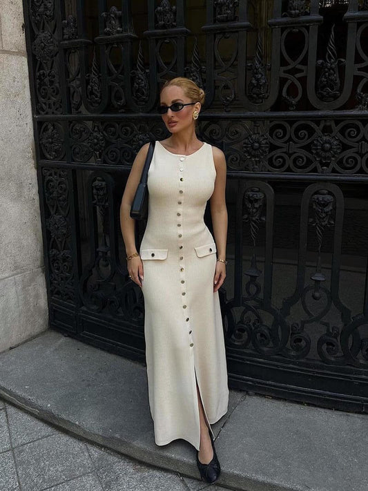 VELMORA BABYSHOWER | Knit Sleeveless Maxi Dress