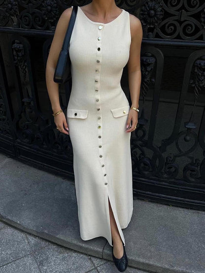 VELMORA BABYSHOWER | Knit Sleeveless Maxi Dress