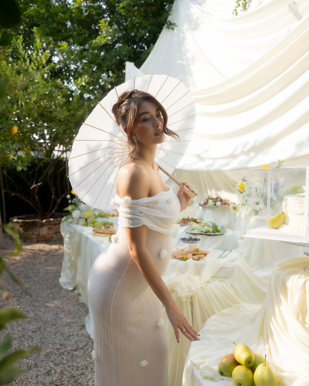 VELMORA BABYSHOWER | Maternity Off-Shoulder Maxi Dress