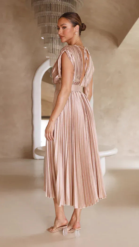 VELMORA BABYSHOWER | Deep V-Neck Maxi Dress