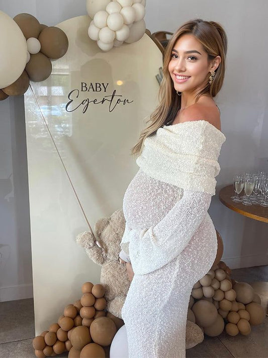 VELMORA BABYSHOWER | Maternity Elegant Off Shoulder Maxi Dress