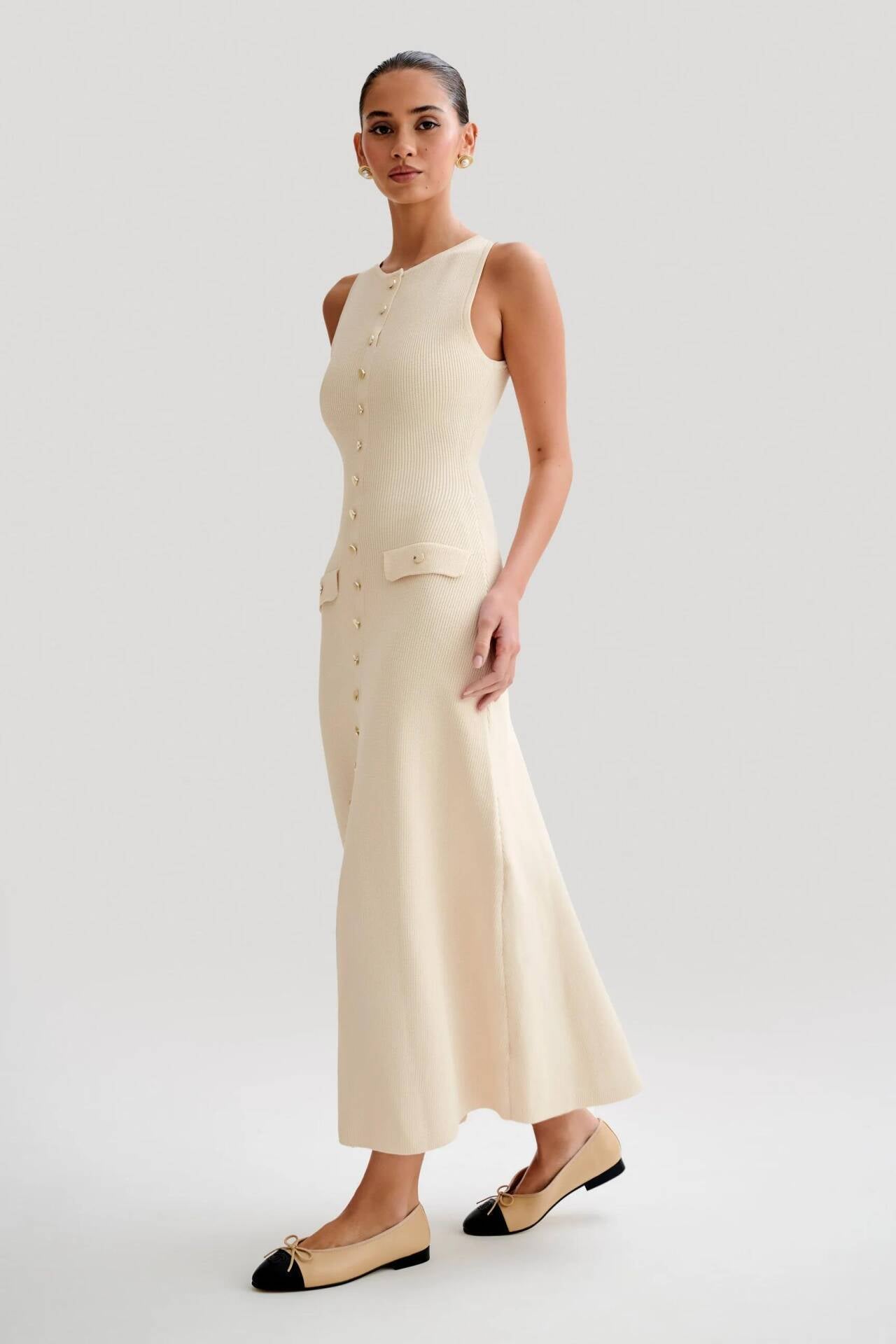 VELMORA BABYSHOWER | Knit Sleeveless Maxi Dress