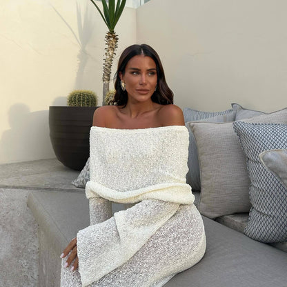 VELMORA BABYSHOWER | Maternity Elegant Off Shoulder Maxi Dress