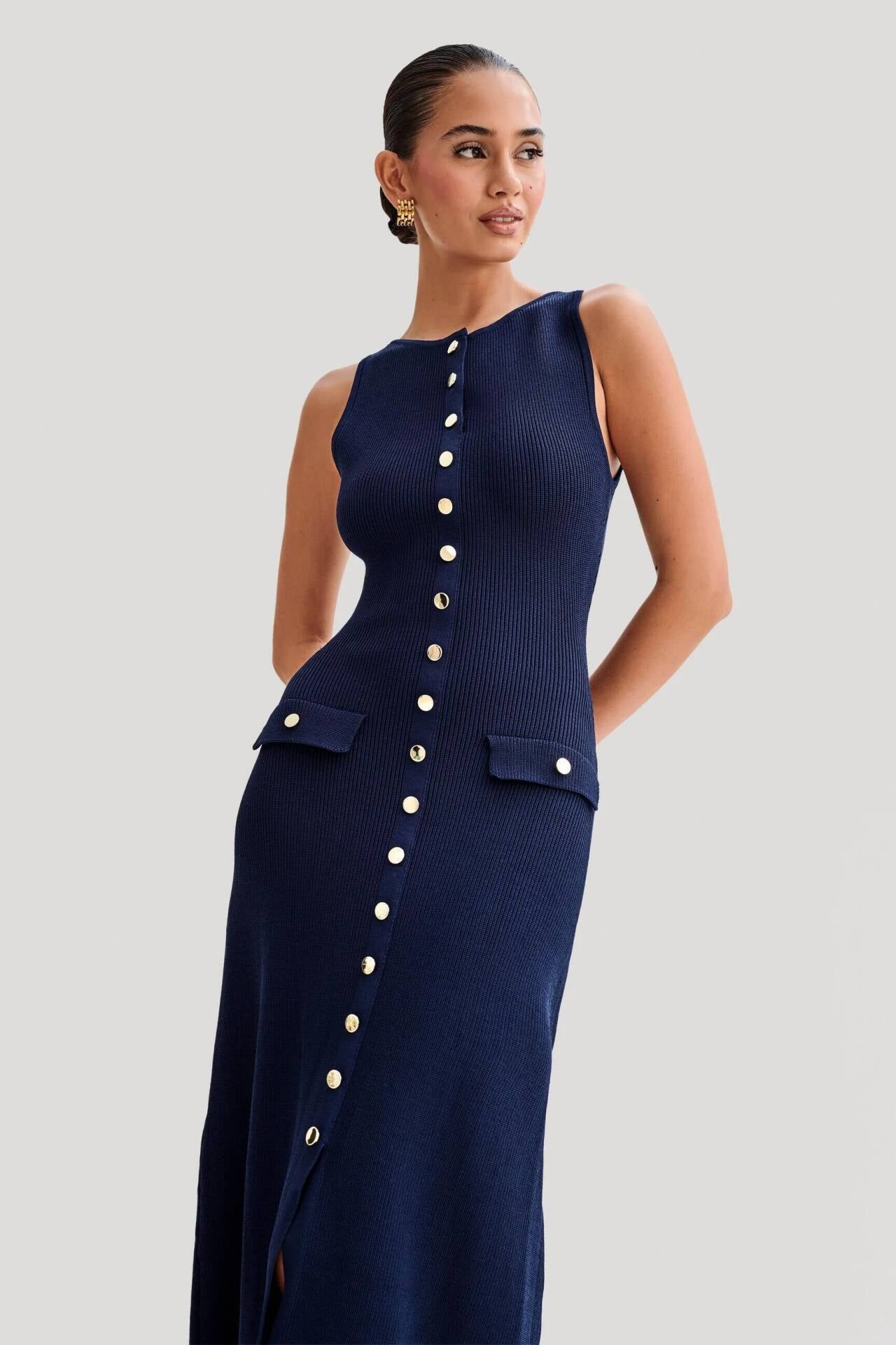VELMORA BABYSHOWER | Knit Sleeveless Maxi Dress