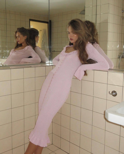 VELMORA BABYSHOWER | Maternity Casual Long Sleeved Midi Dress