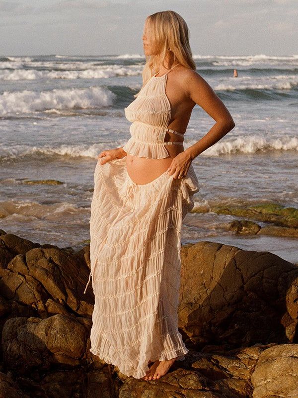 VELMORA BABYSHOWER | Maternity Bohemian Ruffle Set