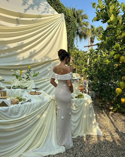 VELMORA BABYSHOWER | Maternity Off-Shoulder Maxi Dress