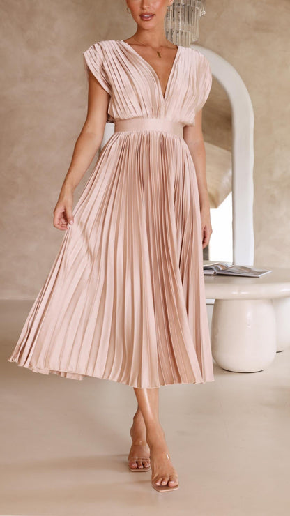 VELMORA BABYSHOWER | Deep V-Neck Maxi Dress