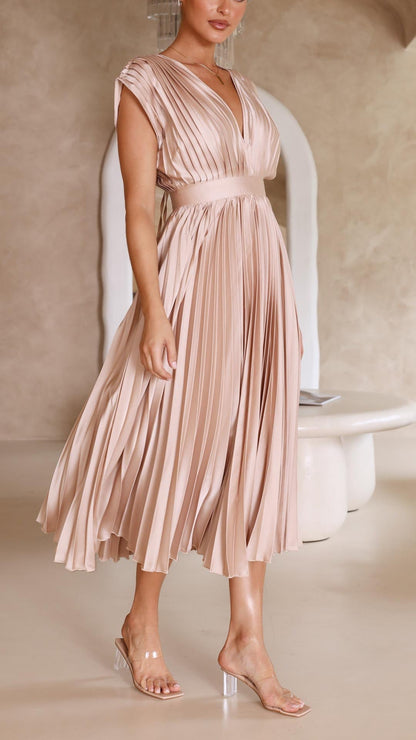 VELMORA BABYSHOWER | Deep V-Neck Maxi Dress