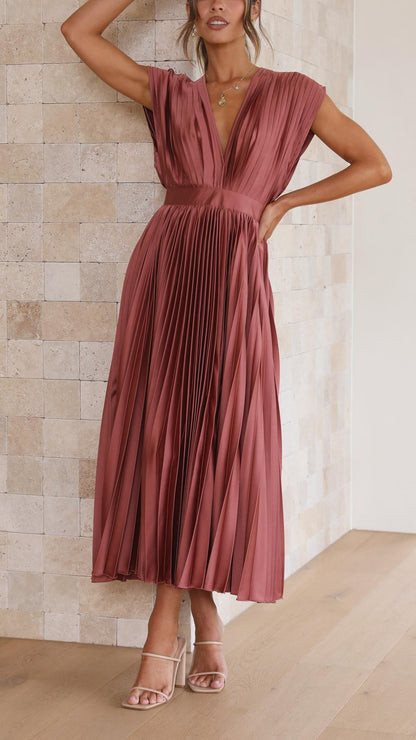 VELMORA BABYSHOWER | Deep V-Neck Maxi Dress