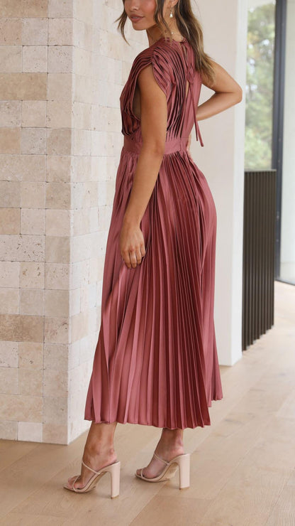 VELMORA BABYSHOWER | Deep V-Neck Maxi Dress