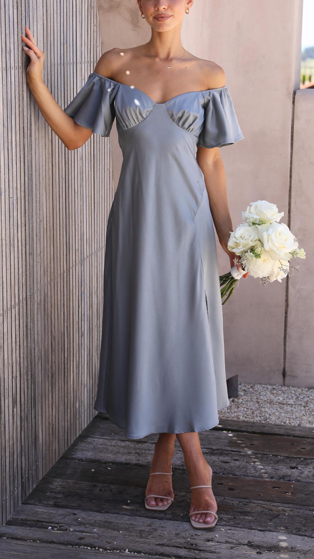 VELMORA BABYSHOWER | Butterfly Sleeve Off-Shoulder Maxi Dress