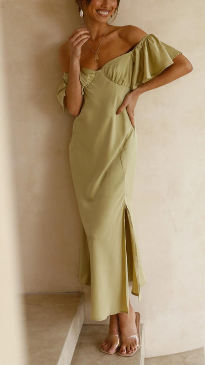 VELMORA BABYSHOWER | Butterfly Sleeve Off-Shoulder Maxi Dress