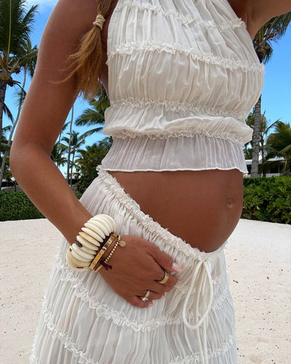 VELMORA BABYSHOWER | Maternity Bohemian Ruffle Set