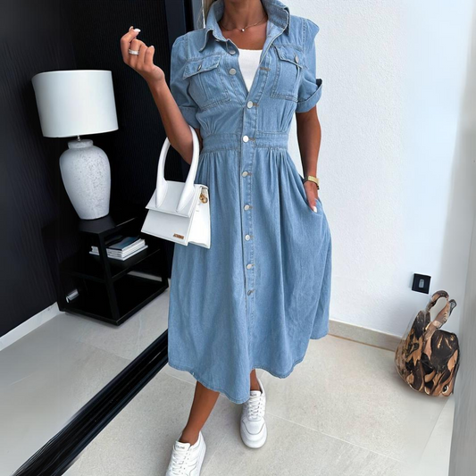 VELMORA | Casual Denim Jurk